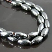 13x5mm Rice Bead, Magnetic Hematite, 16in str