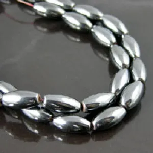 13x5mm Rice Bead, Magnetic Hematite, 16in str