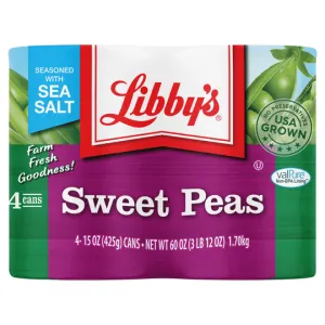 (4 Cans) Libby's Canned Sweet Peas, 15 oz
