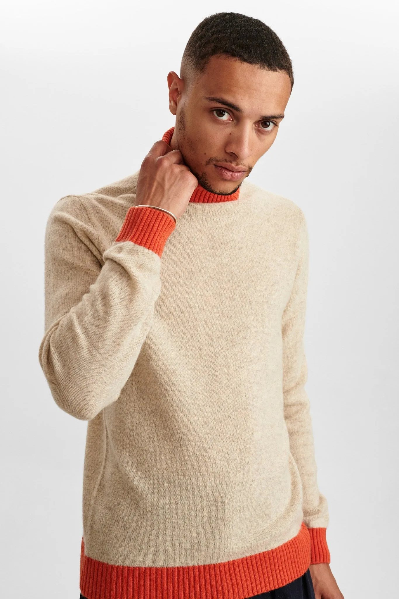 AKNICO ROLL NECK LAMBSWOOL KNIT - Brown Rice