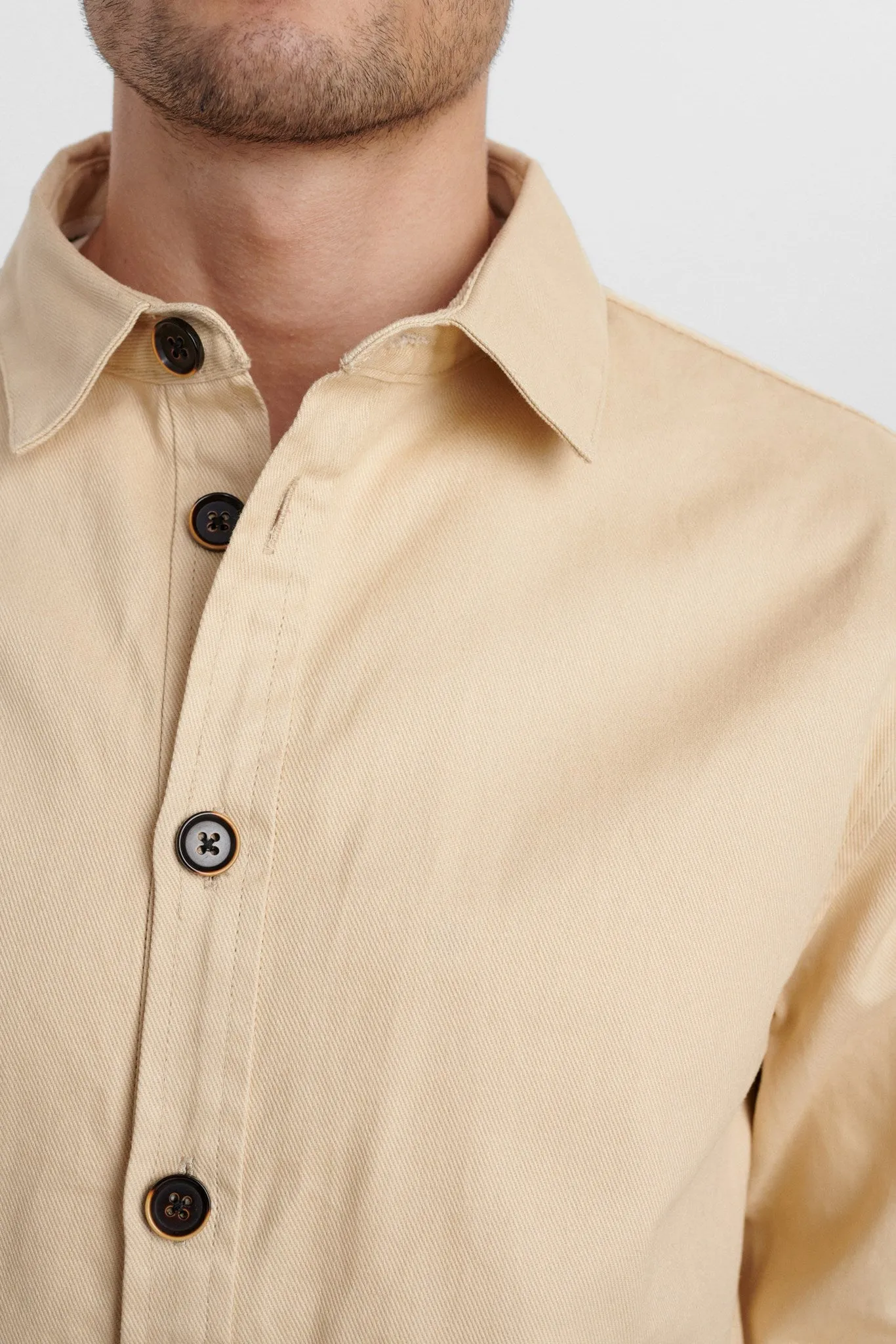AKOSCAR TWIL BLOCK OVERSHIRT - Brown Rice