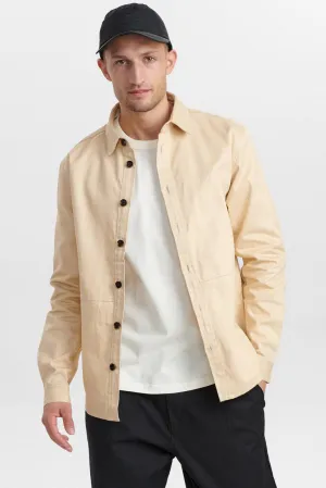 AKOSCAR TWIL BLOCK OVERSHIRT - Brown Rice