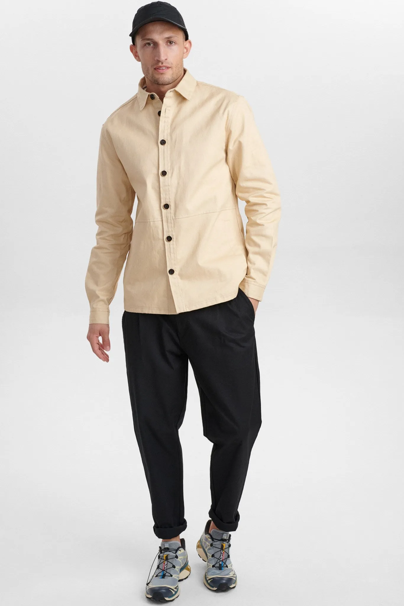 AKOSCAR TWIL BLOCK OVERSHIRT - Brown Rice