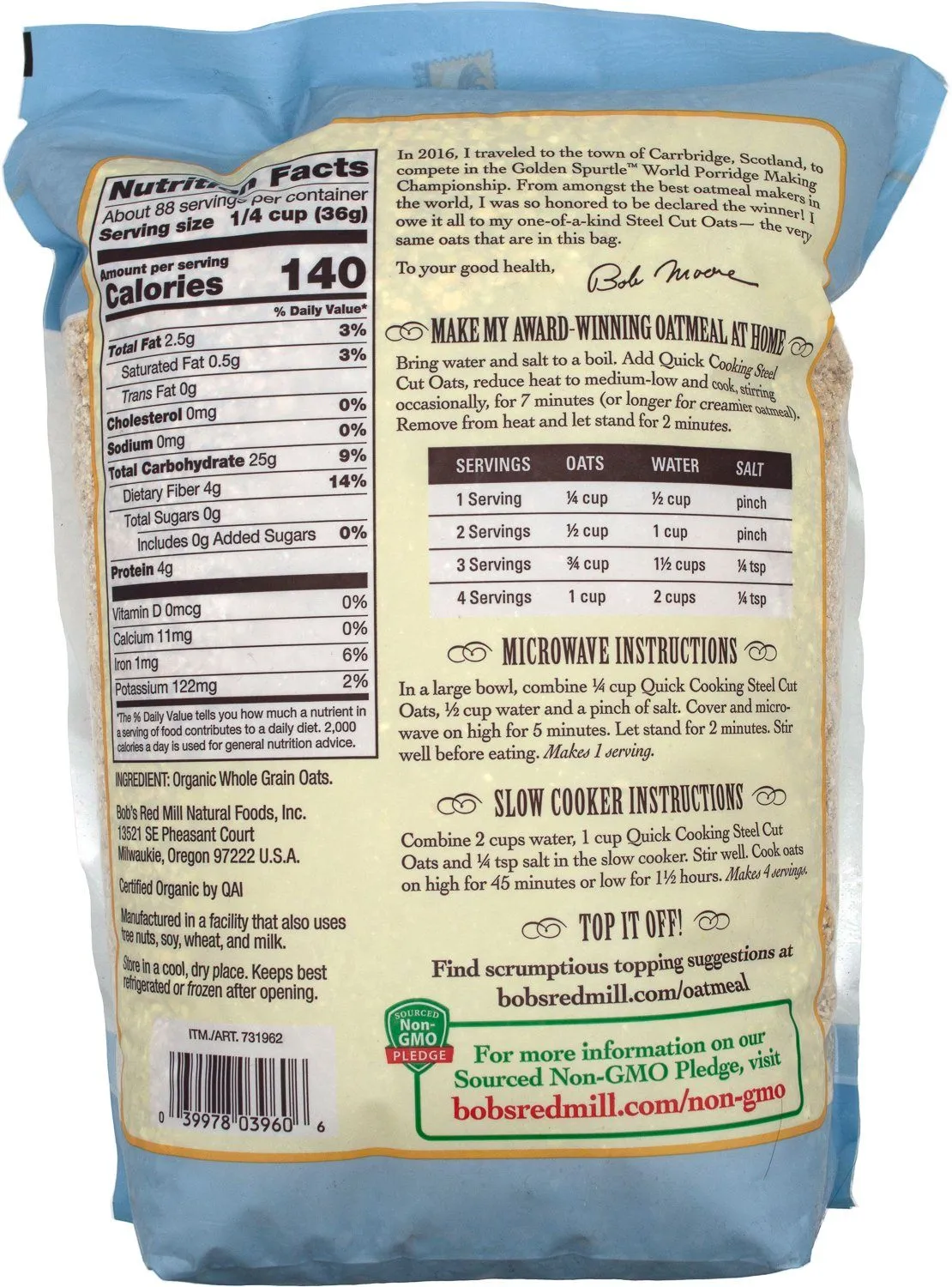 Bob's Red Mill Steel Cut Oats