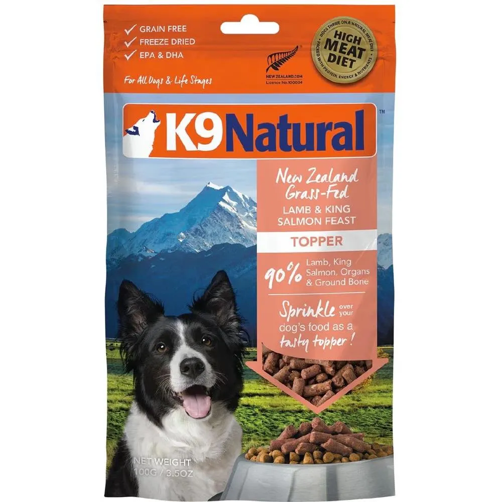 BUNDLE DEAL: K9 Natural Lamb & King Salmon Grain-Free Freeze-Dried Raw Dog Food Topper 100g