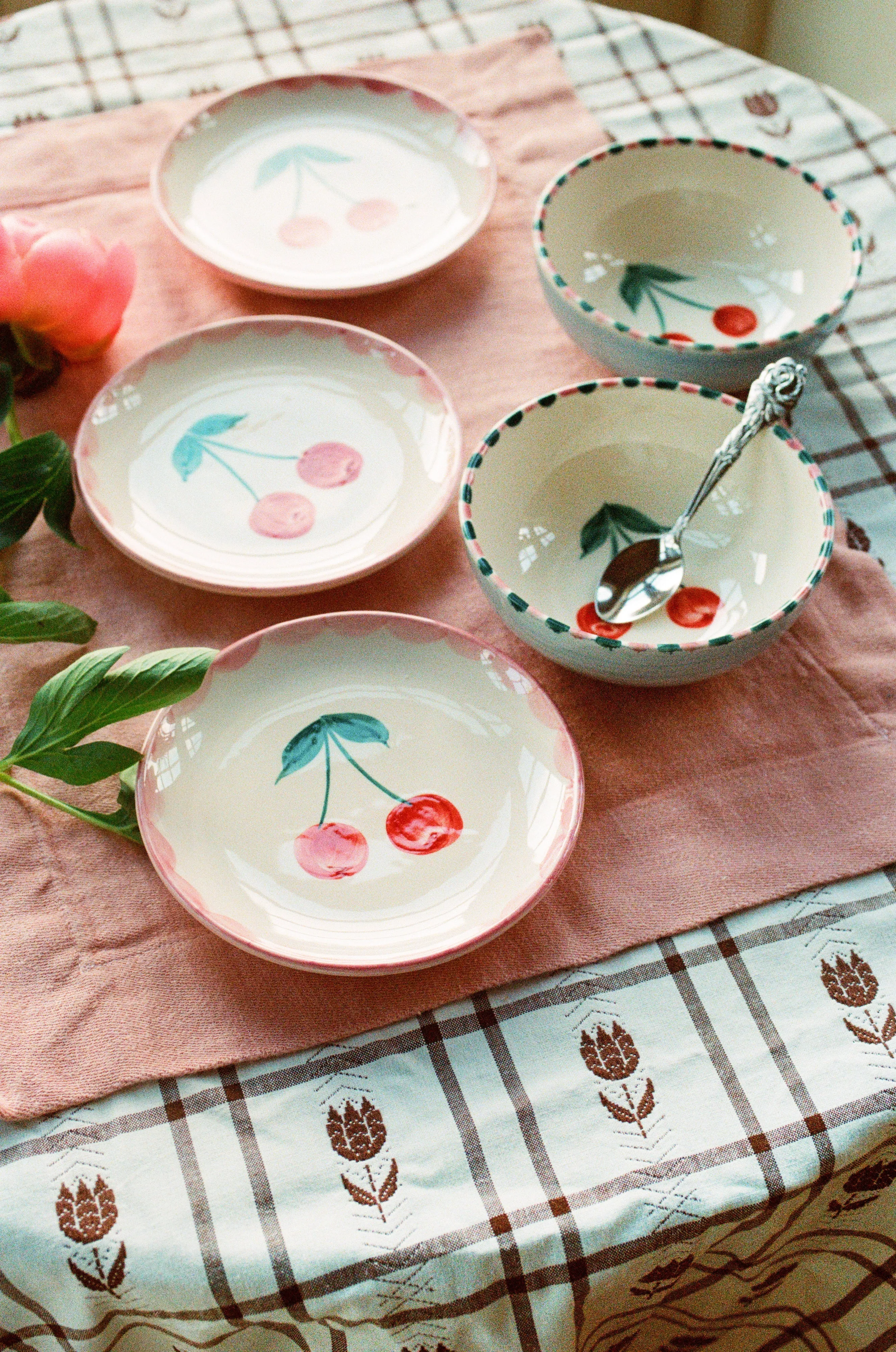 Ceramic Bowl with Hand Painted Cherry - 11.8 oz