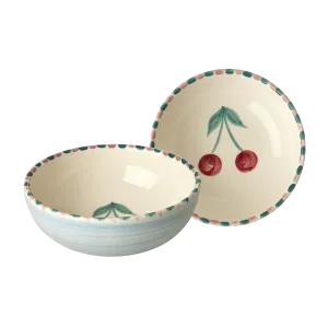 Ceramic Bowl with Hand Painted Cherry - 11.8 oz