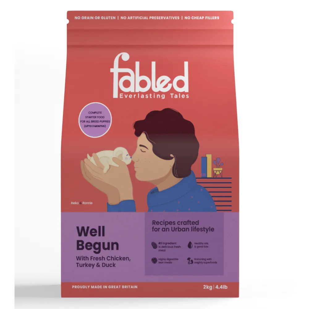 Fabled Well Begun Fresh Chicken Turkey and Duck Puppy Starter Dry Food (Limited Shelf Life) (Buy 1 Get 1)