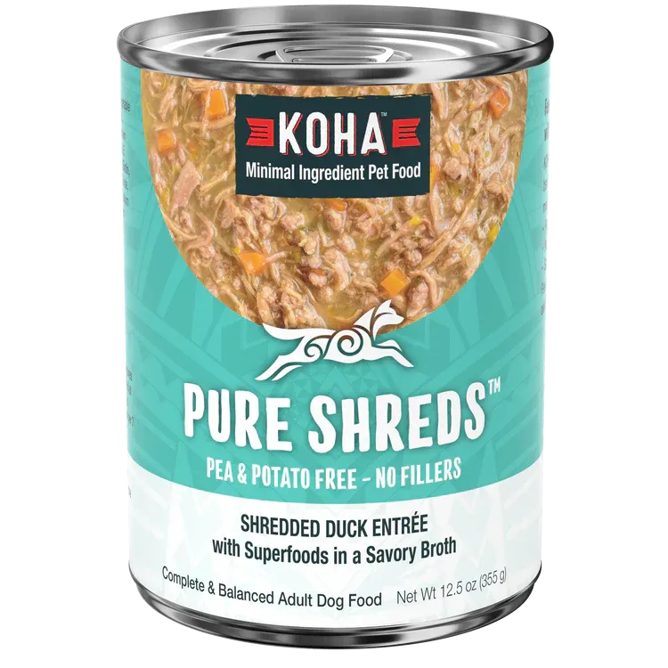 Koha Dog Grain Free Shredded Duck 12.5oz. (Case of 12)