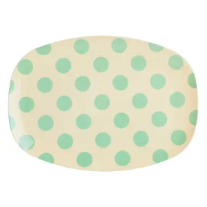Melamine Rectangular Plate with Green Dot