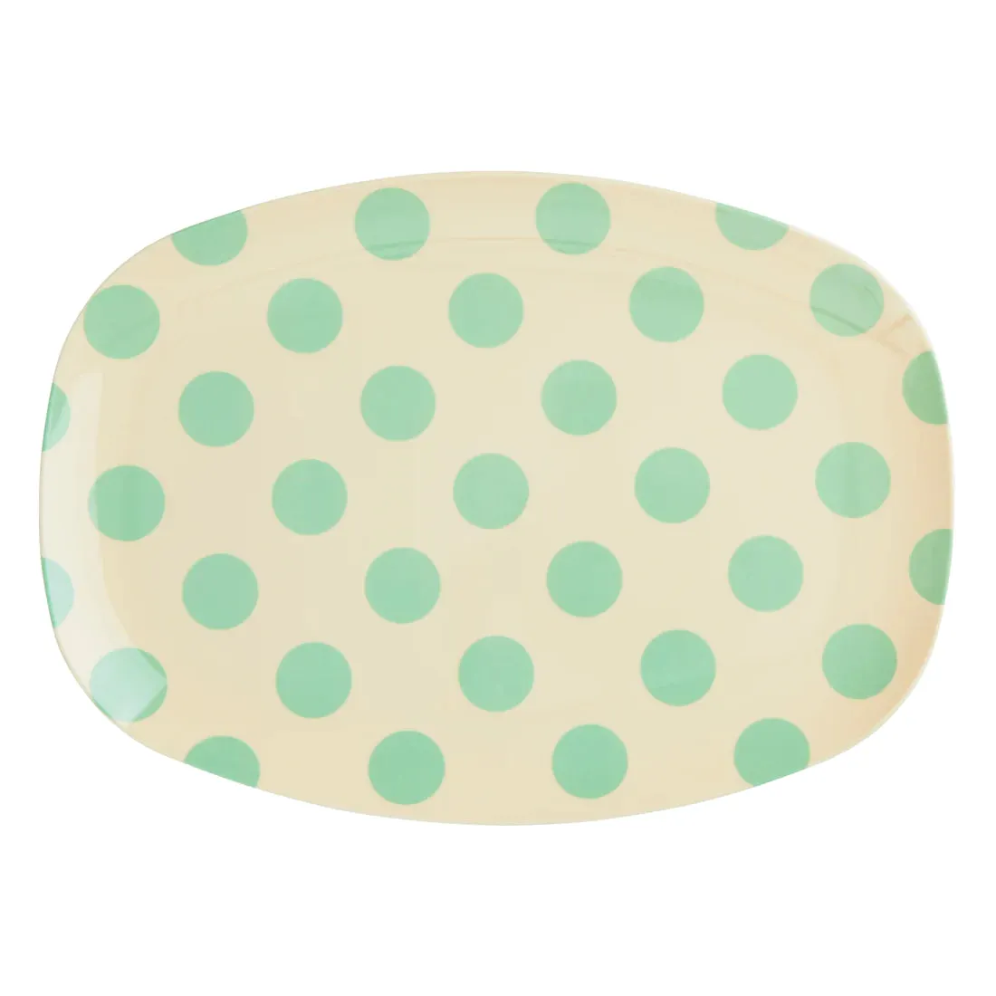 Melamine Rectangular Plate with Green Dot
