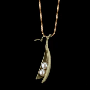 Pea Pod Pendant - 2 Pearls