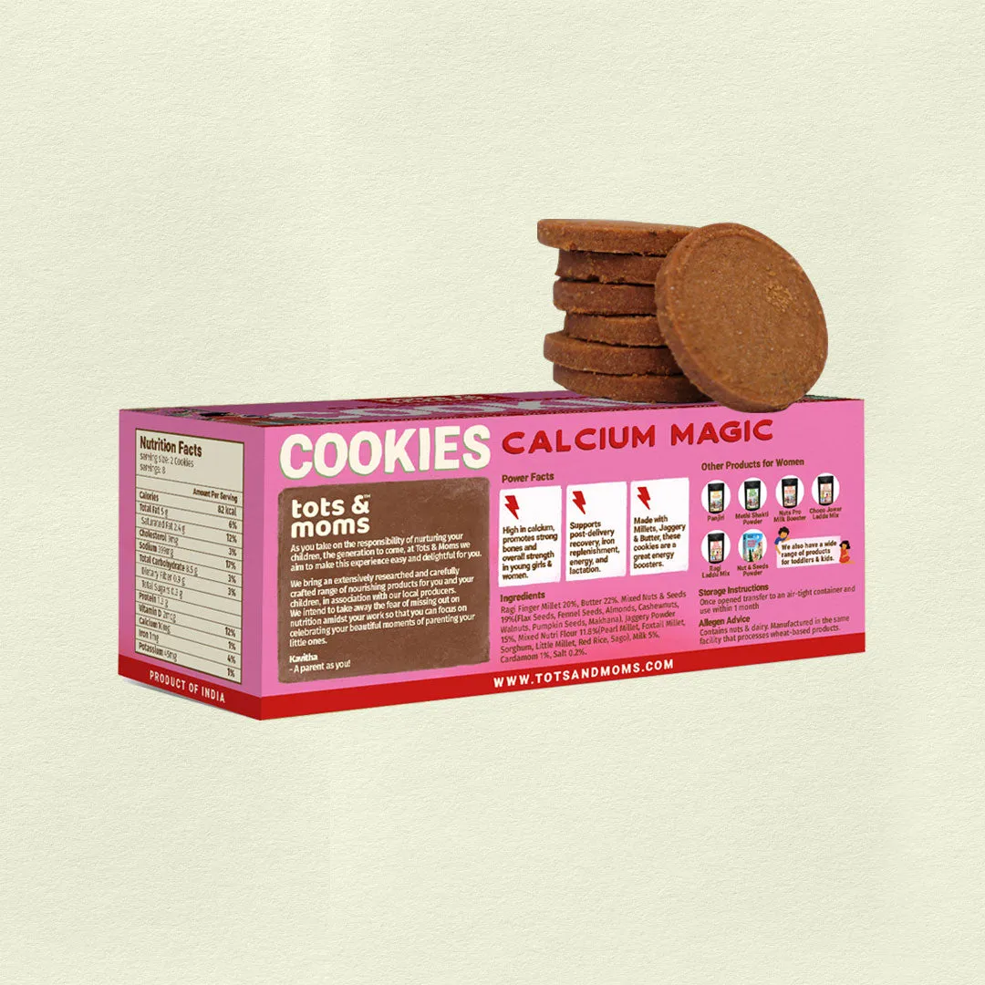 Tots & Moms  Cookies | Mighty Iron | Folic Fiesta | Calcium Magic | Pack of 3 - 150g each